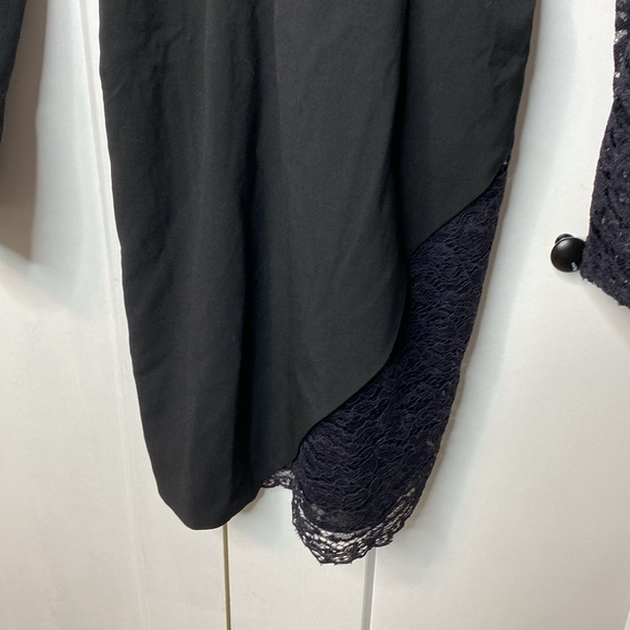 VENUS Black & dark blue Asymmetrical Lace Sleeve Dress - Picture 4 of 6